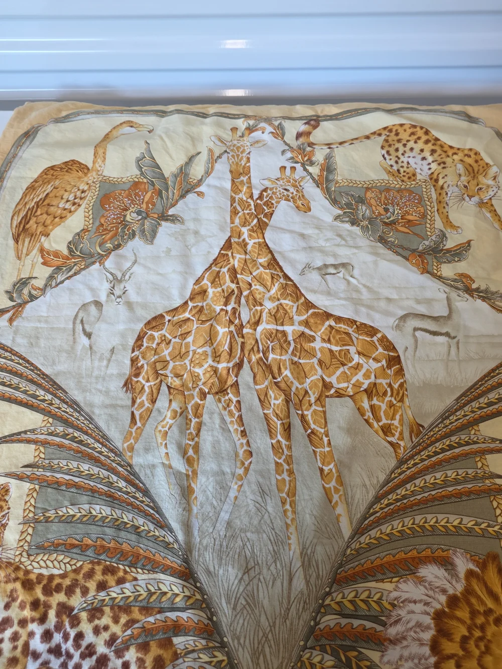 Vintage Salvatore Ferragamo 100% Cotton Golden Safari Large Pillowcase 34x32.5